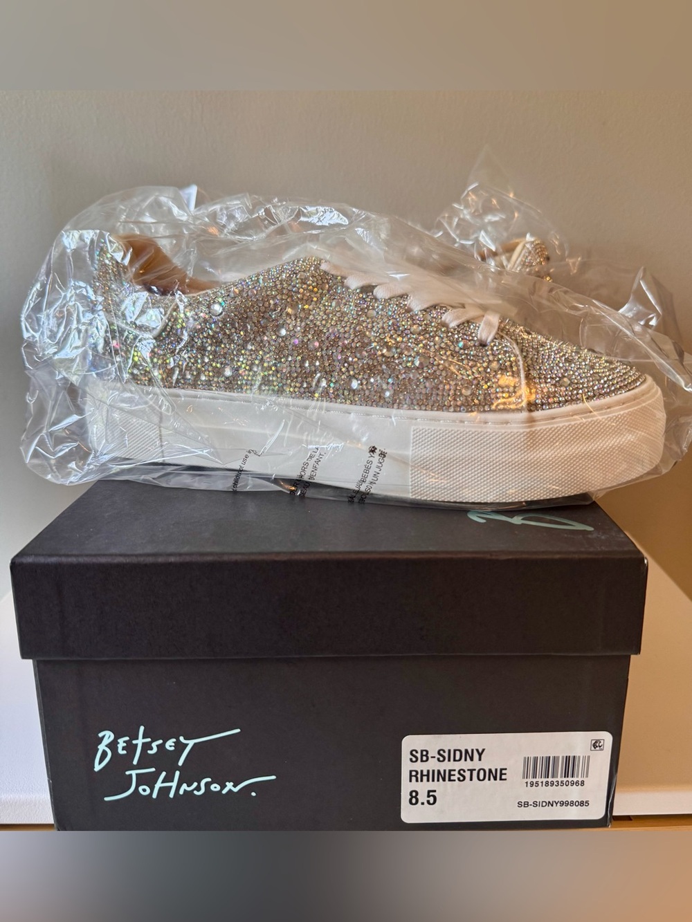 Betsey Johnson Rhinestone Embellished Low-Top Sneaker in Iridescent Crystal